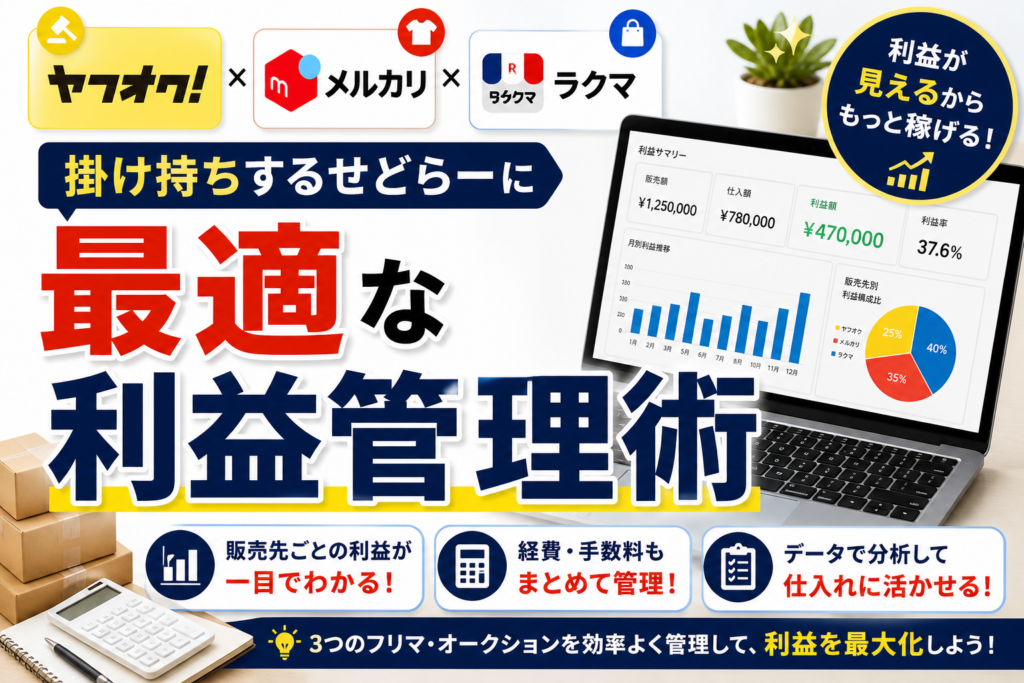 ヤフオク・メルカリ・ラクマを掛け持ちするせどらーに最適な利益管理術