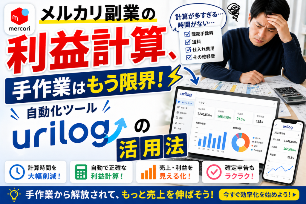 メルカリ副業の利益計算、手作業はもう限界！自動化ツールurilogの活用法