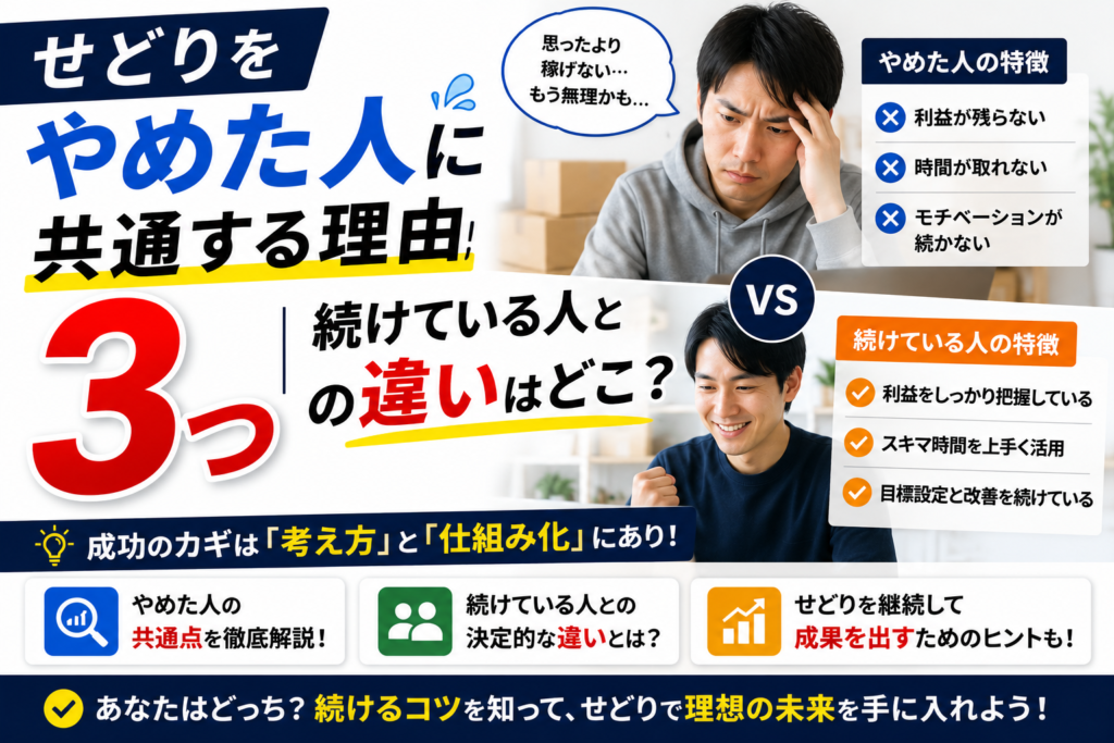 せどりをやめた人に共通する理由3つ｜続けている人との違いはどこ？