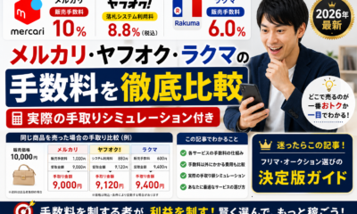 メルカリ・ヤフオク・ラクマの手数料を徹底比較【2026年最新】実際の手取りシミュレーション付き