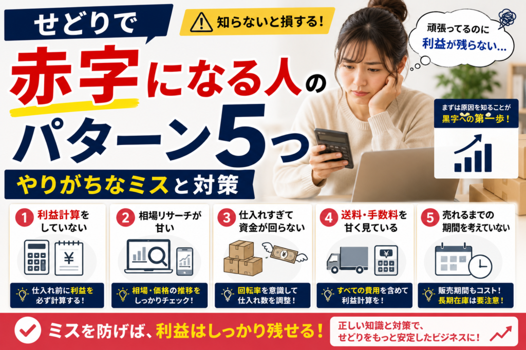 せどりで赤字になる人のパターン5つ｜やりがちなミスと対策
