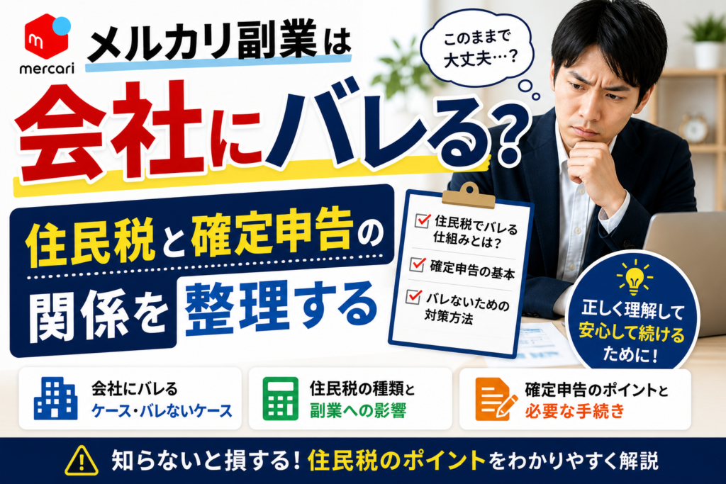 メルカリ副業は会社にバレる？住民税と確定申告の関係を整理する